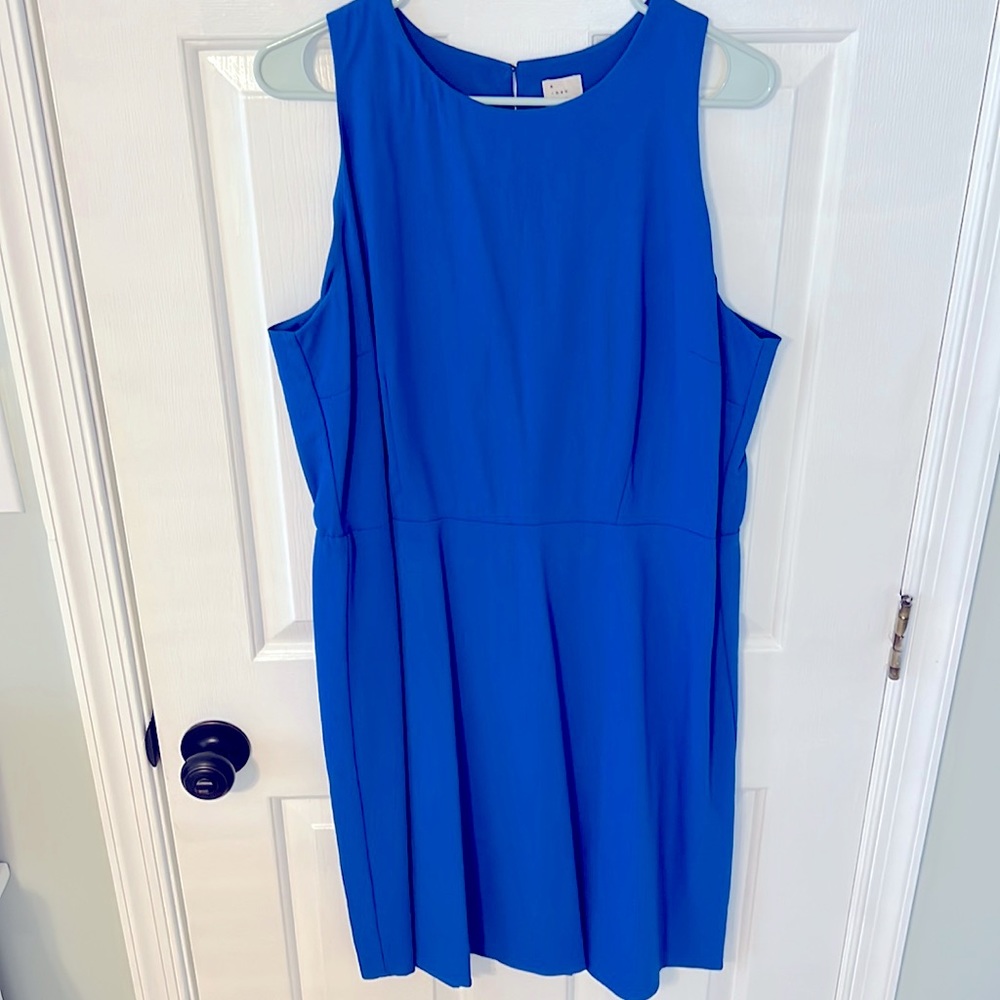 A New Day (XXL) bright blue structured a-line sleeveless dress